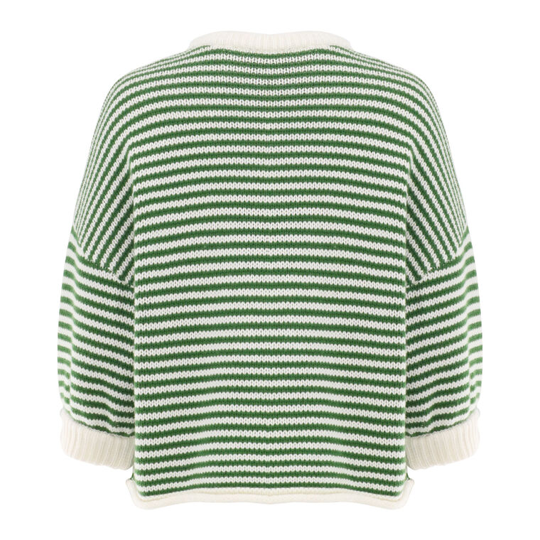 3/4 Sleeve Striped Sweater image number null
