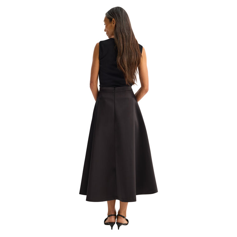 Voluminous A-Line Satin Midi Skirt image number null