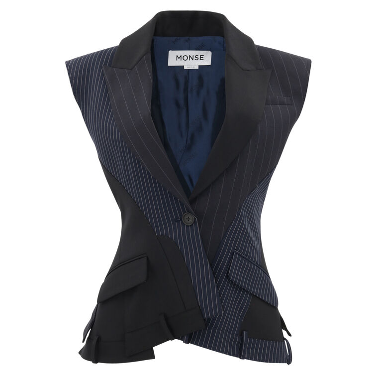 Deconstructed Sleeveless Jacket image number null