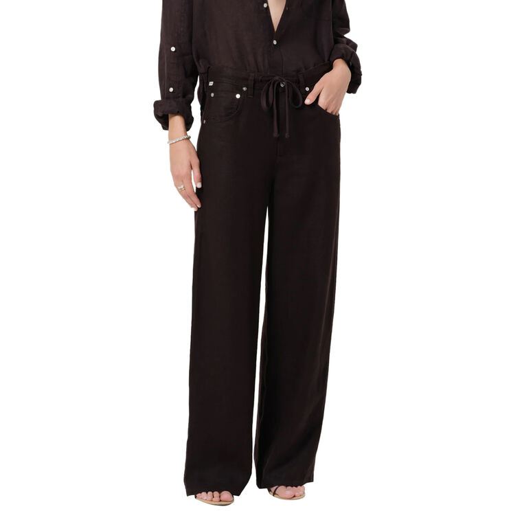 Brynn Drawstring Straight-Leg Linen Trouser image number null