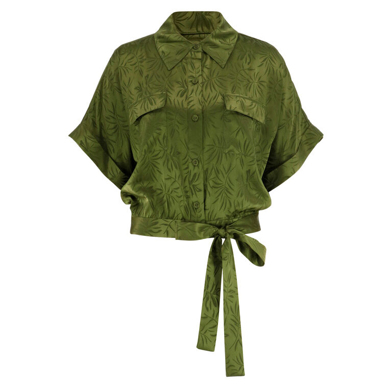Manolo Short Sleeve Silk Jacquard Top image number null