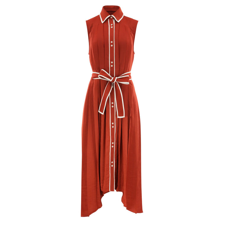 Kenneth Button Down Pleated Midi Dress image number null