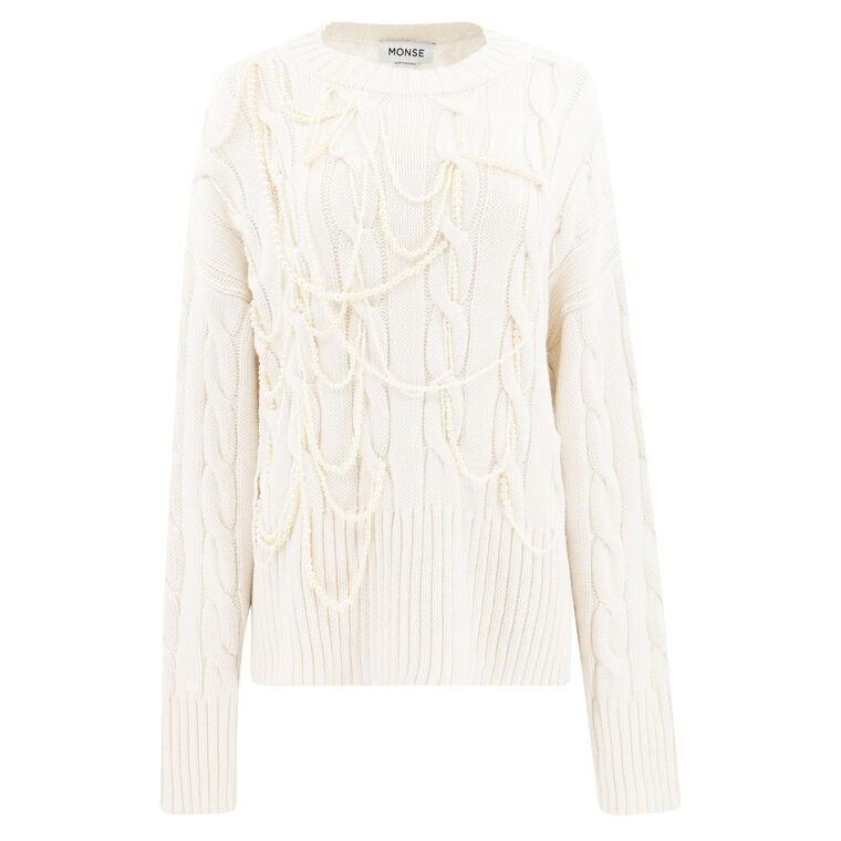 Pearl Detail Knit Sweater image number null