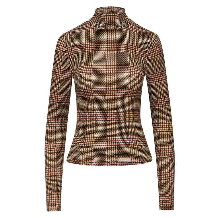 Nate Plaid Turtleneck Top image number null