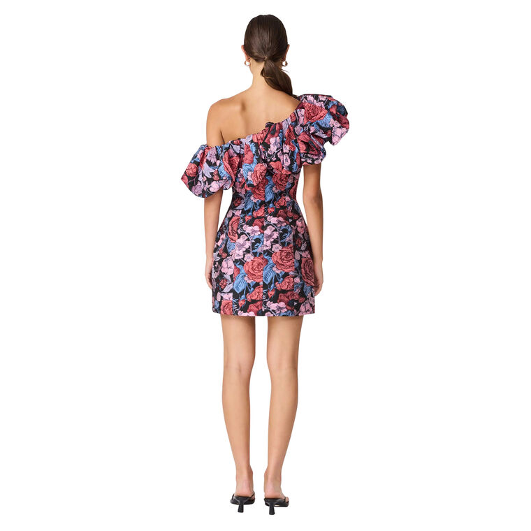 Delphine Floral Jacquard One-Shoulder Mini Dress image number null