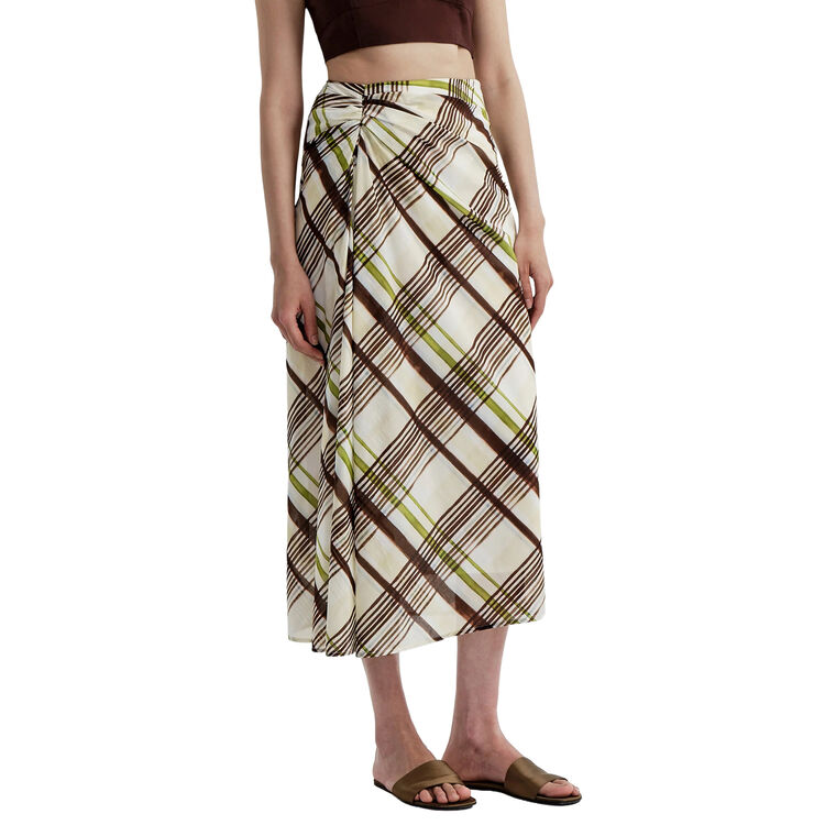 Jean Plaid Cotton Midi Skirt image number null