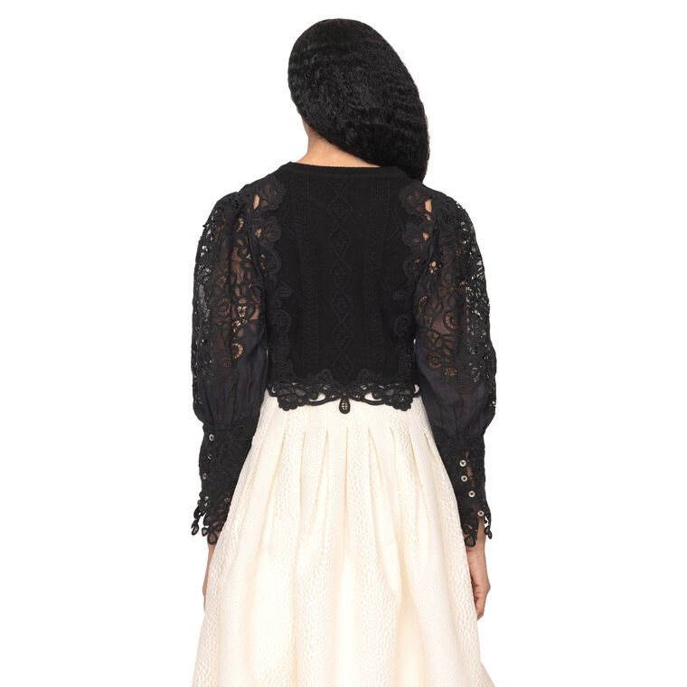 Vania Lace Combo Sleeve Sweater image number null