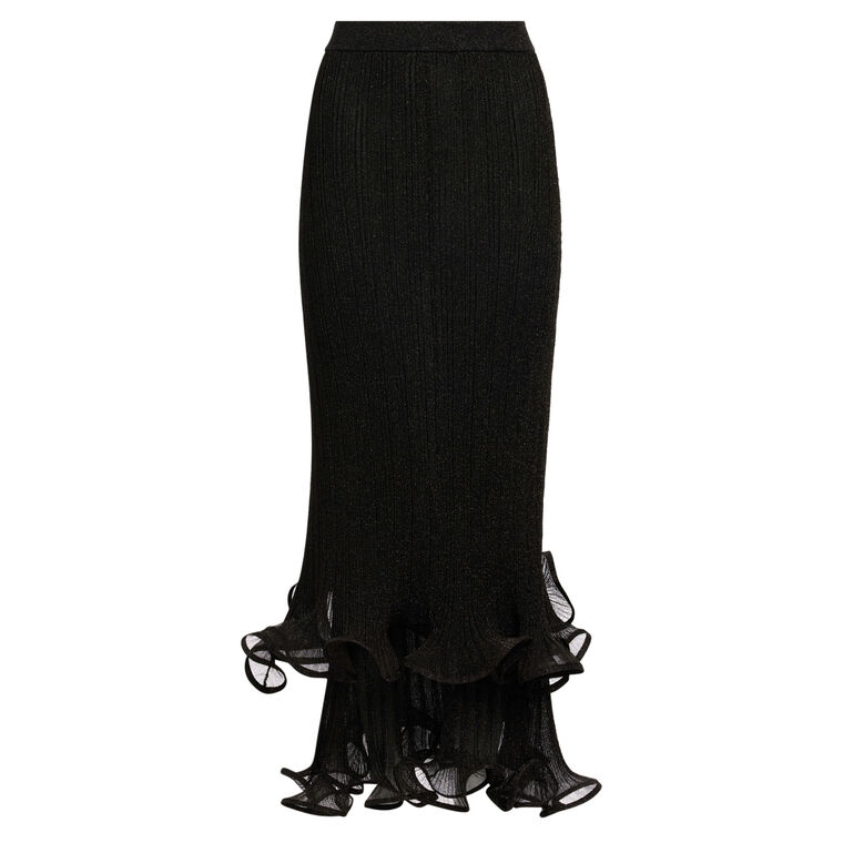 Agata Ruffle Knit Midi Skirt image number null