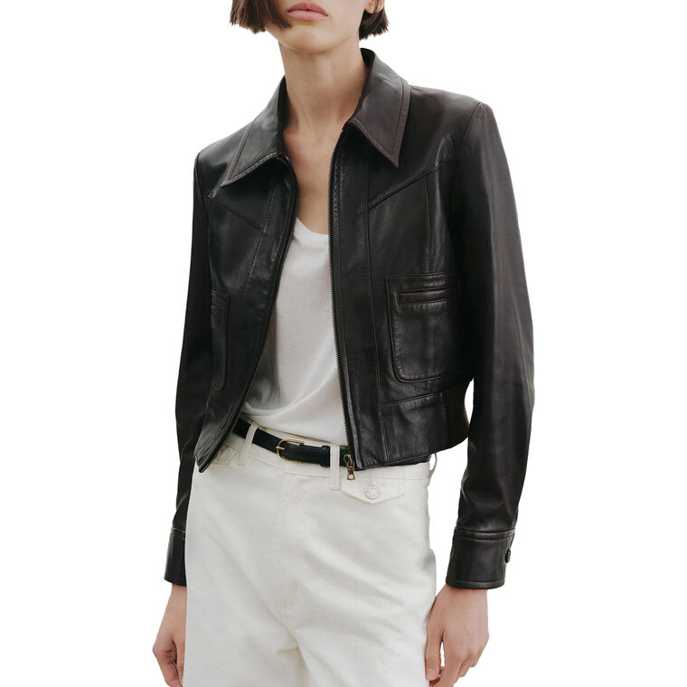 Charly Patch Pocket Leather Jacket image number null