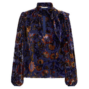 Vivianne Long Sleeve Burnout Velvet Blouse