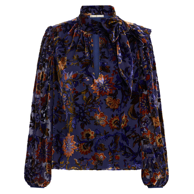 Vivianne Long Sleeve Burnout Velvet Blouse image number null