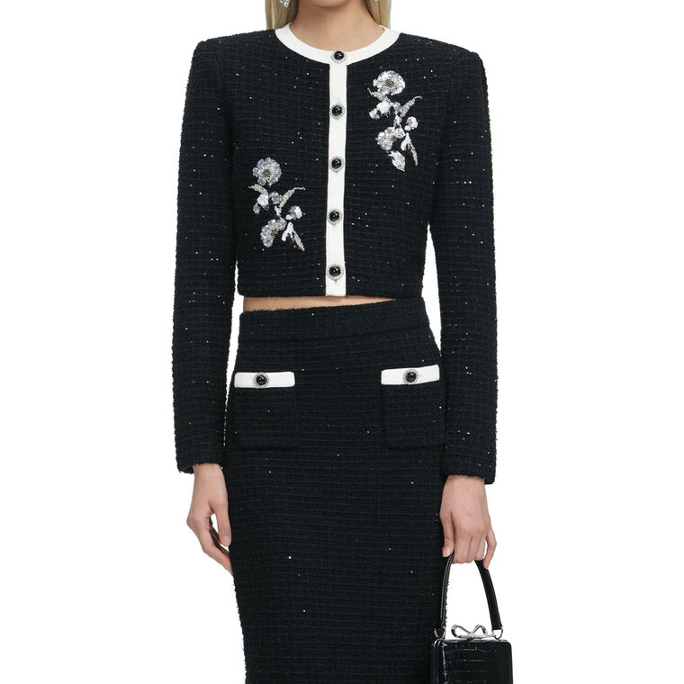 Floral Textured Knit Jacket image number null