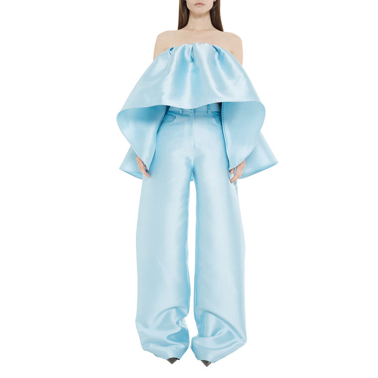 High-Rise Heavy Satin Boyfriend Trousers image number null
