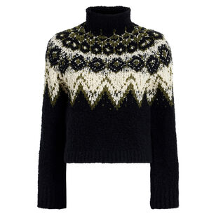 Lizzy Long Sleeve Turtleneck Sweater In Textured Fairisle