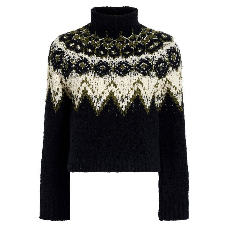 Lizzy Long Sleeve Turtleneck Sweater In Textured Fairisle image number null