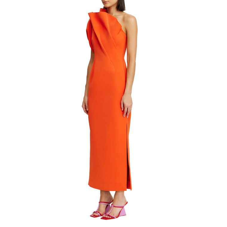 Hawkley Sculptural One-Shoulder Midi Dress image number null