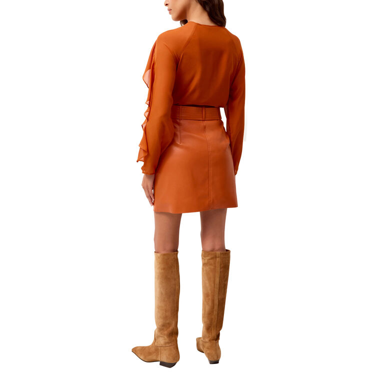Vallie Belted Vegan Leather Mini Skirt image number null