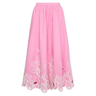 Paisley Bloom Embroidered Espe Poplin Midi Skirt