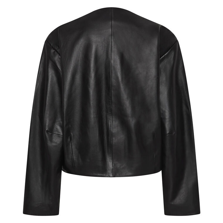 Utility Cocoon Leather Bomber Jacket image number null