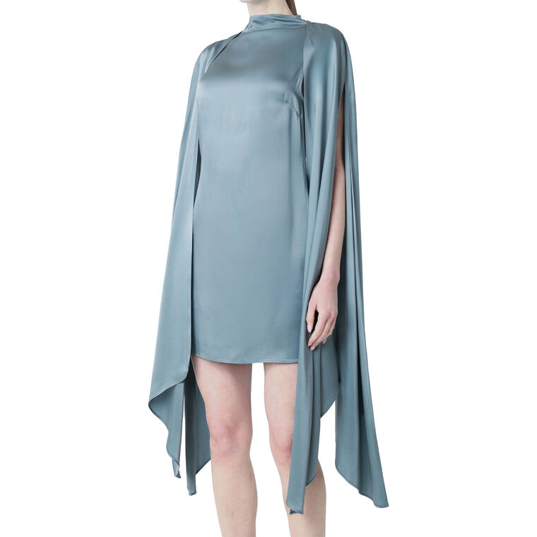 Satin Cape Sleeve Mini Dress image number null