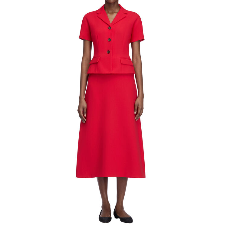 Alexina Short Sleeve Single Wool Crepe Dress image number null