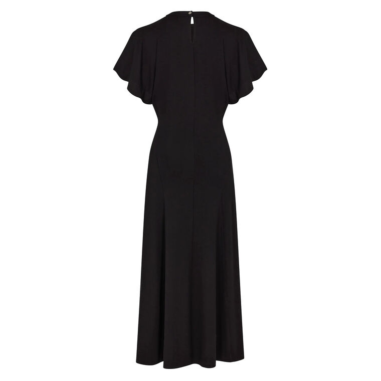 Short Sleeve Long Drape Pression Midi Dress image number null