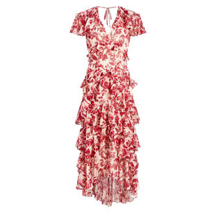 Floral Ribbons Tatum Short Sleeve Midi Dress