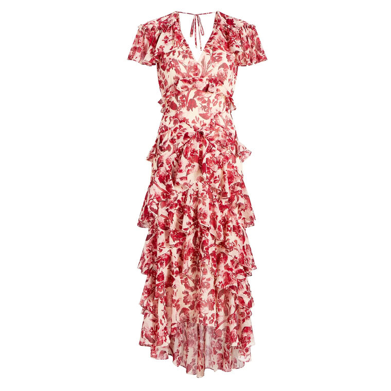 Floral Ribbons Tatum Short Sleeve Midi Dress image number null