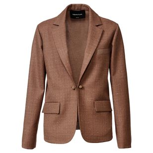 Single-Button Mixed Media Blazer