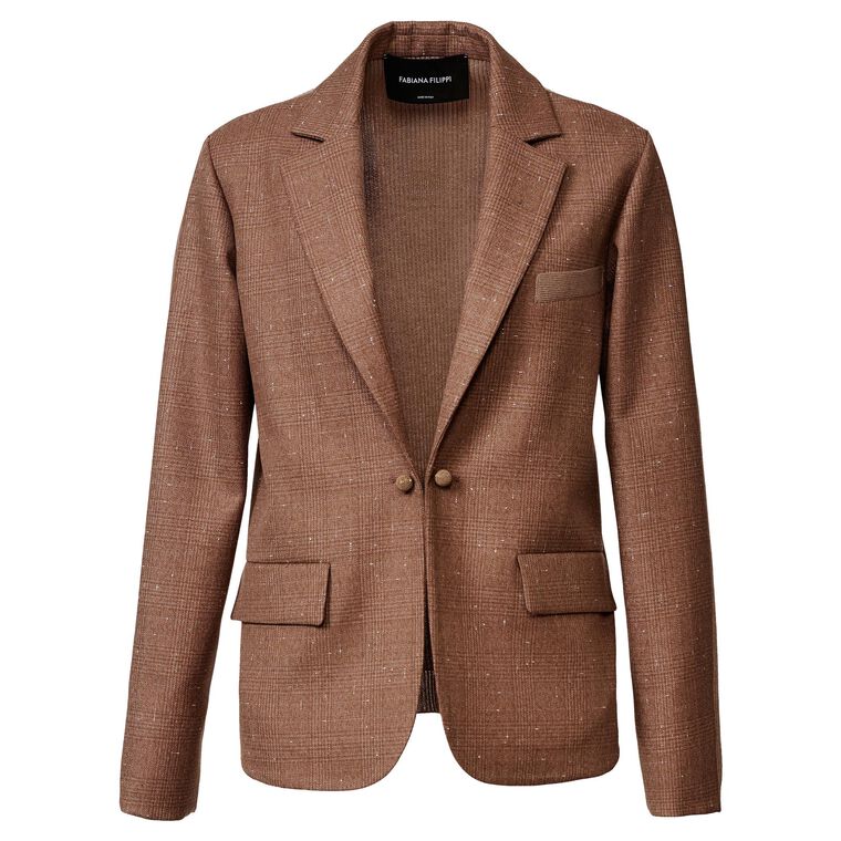 Single-Button Mixed Media Blazer image number null