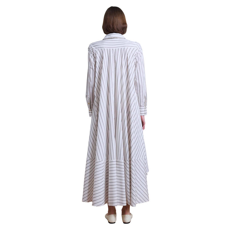 Prosperity Long Sleeve Cotton Double Stripe Midi Dress image number null