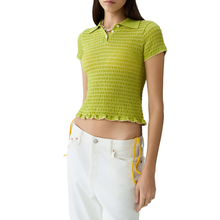 Smocked Shrunken Polo image number null