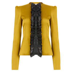 Crepe Satin Jacket With Contrast Front Pleat