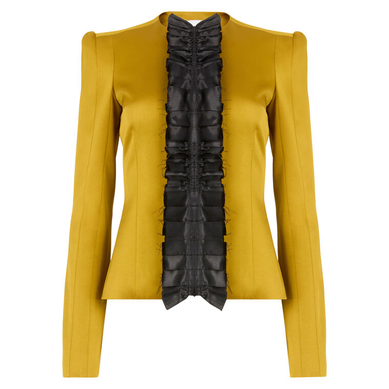 Crepe Satin Jacket With Contrast Front Pleat image number null