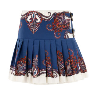 Arabesque Scarf Buckled Pleated Organic Cotton Mini Skirt