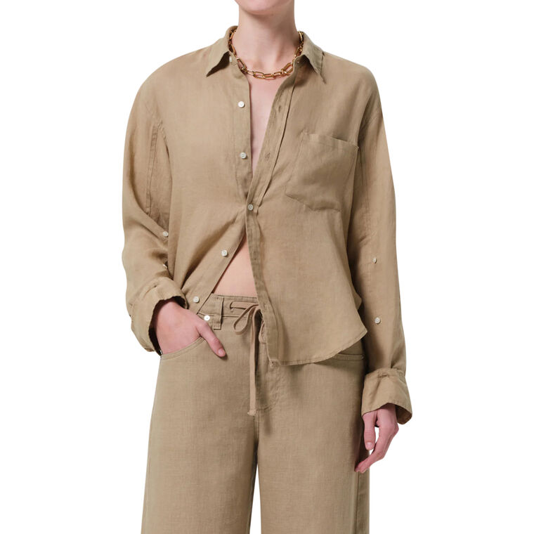Kayla Shrunken Linen Shirt image number null