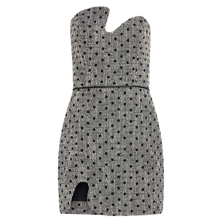 Strapless Tweed Puzzle Mini Dress image number null
