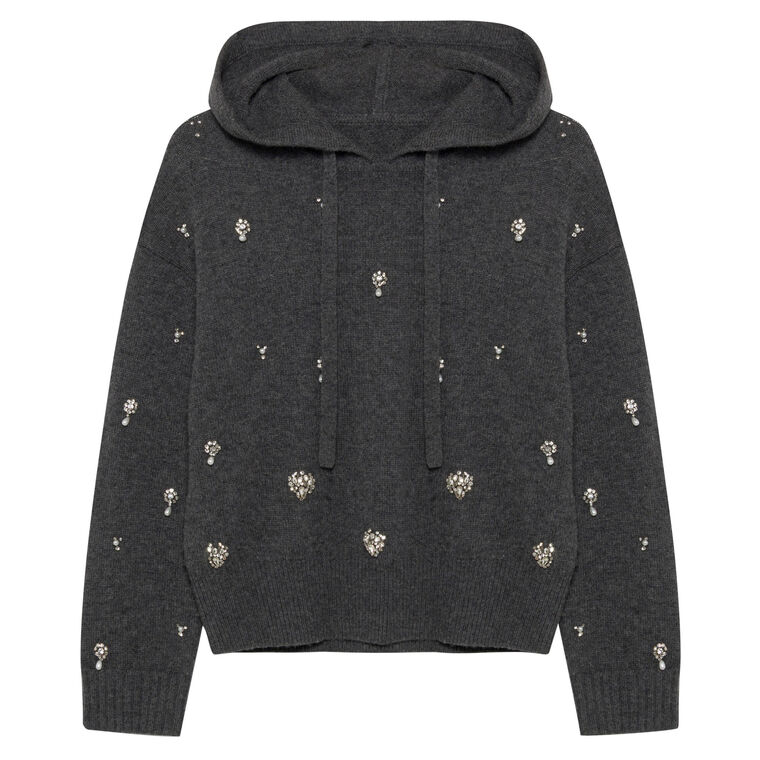 Karmen Embellished Wool-Cashmere Hooded Top image number null