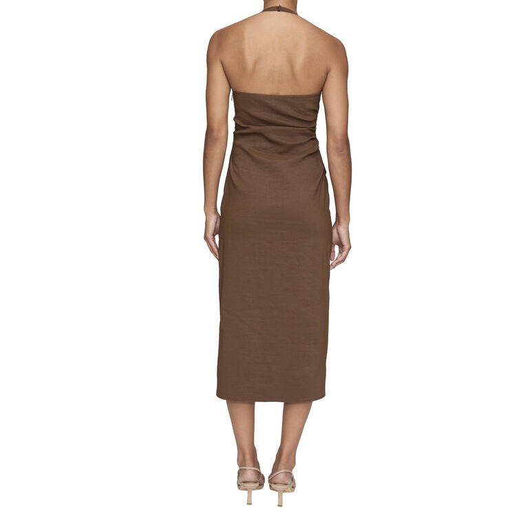 Sylvie Linen Midi Halter Dress image number null