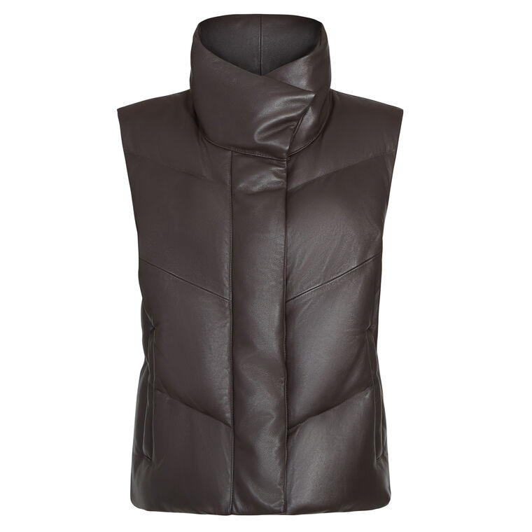 Leather Puffer Vest image number null