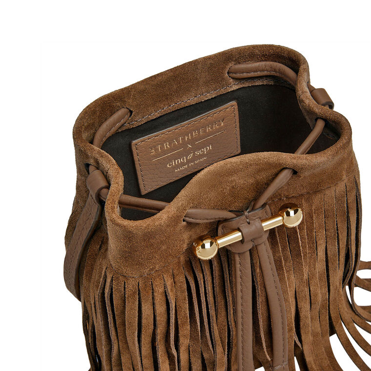 Osette Midi Suede Pouch With Fringe image number null