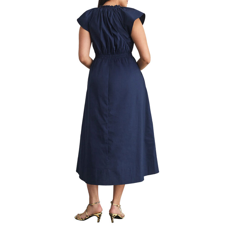 Ivana Flutter Sleeve V-Neck Midi Dress image number null