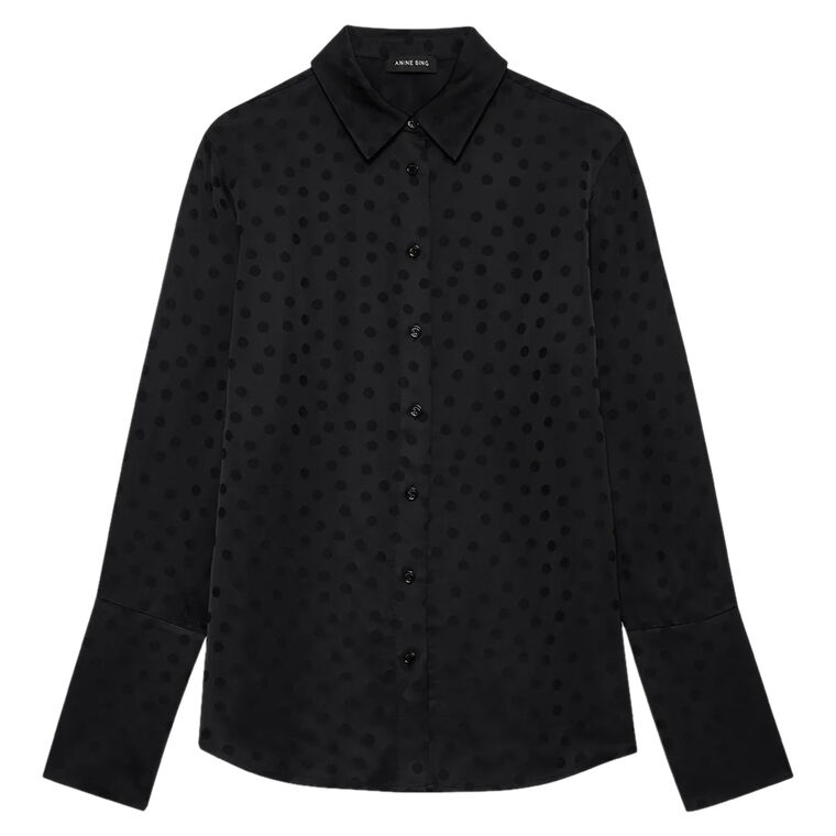 Amanda Long Sleeve Jacquard Dot Button-Up Shirt image number null