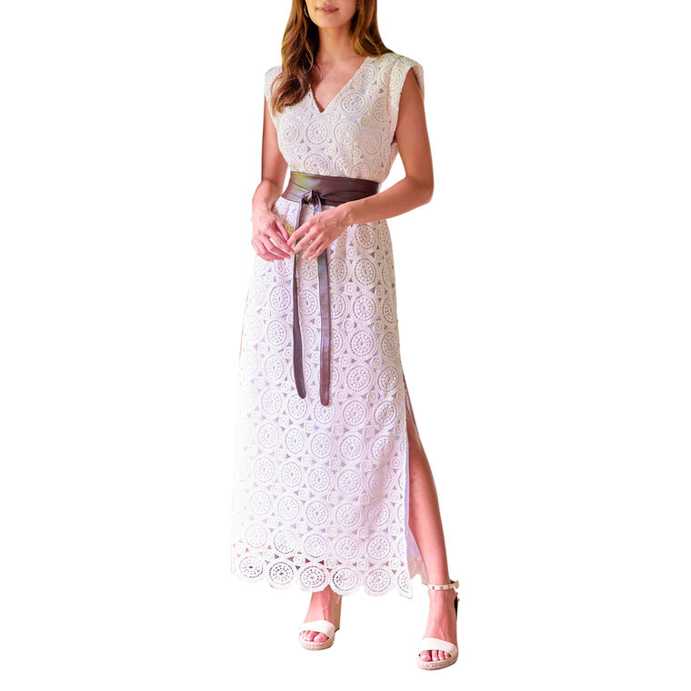 Belted Beverly Crochet Dress image number null