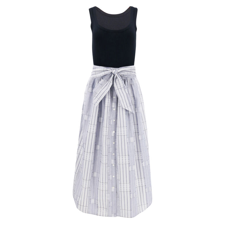 Aralyn Poplin Combo Sleeveless Midi Dress image number null