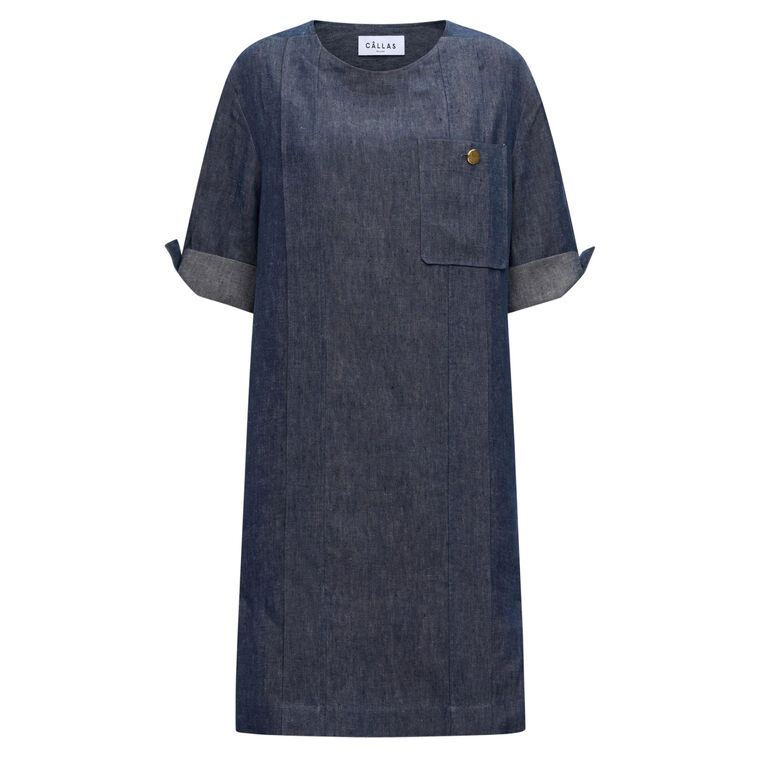 Nadege Short Sleeve Linen Mini Dress image number null