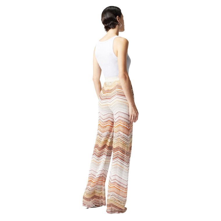 Palazzo Pull-On Chevron Trousers With Sequins image number null