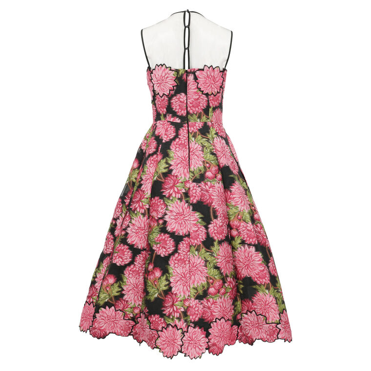 Illusion Floral Jacquard Cocktail Dress image number null