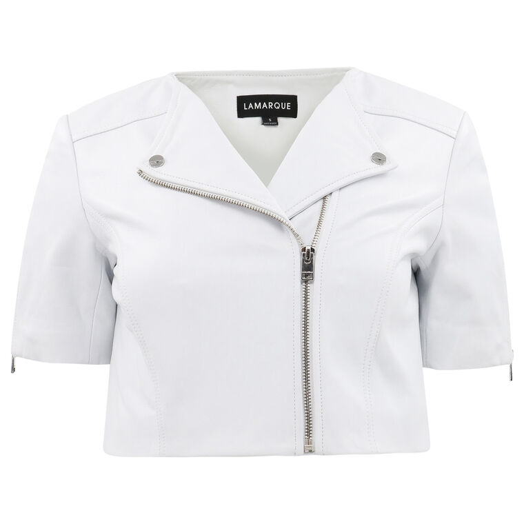 Kirsi Cropped Leather Jacket image number null
