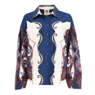 Arabesque Scarf Collared Organic Cotton Shirt